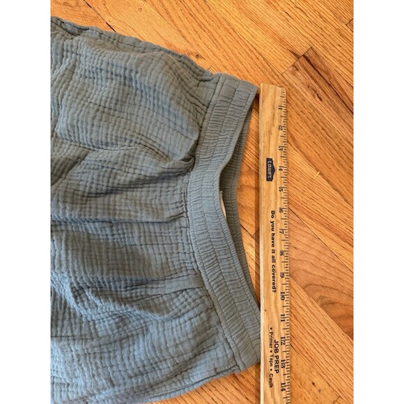 Madewell Breezewoven Crop Wide Leg Pants Medium Green Linen Pull On Lagenlook - Picture 4 of 6